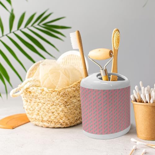 Ambesonne Modern Soap Dispenser Toothbrush Holder Set Pale Pink Turquoise