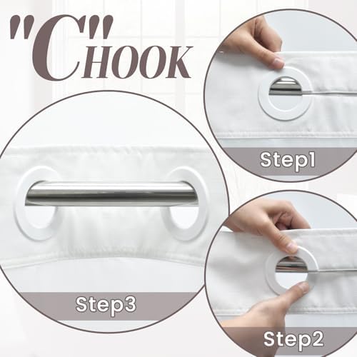 No Hook Slub Textured Shower Curtain Set - 71x74 in