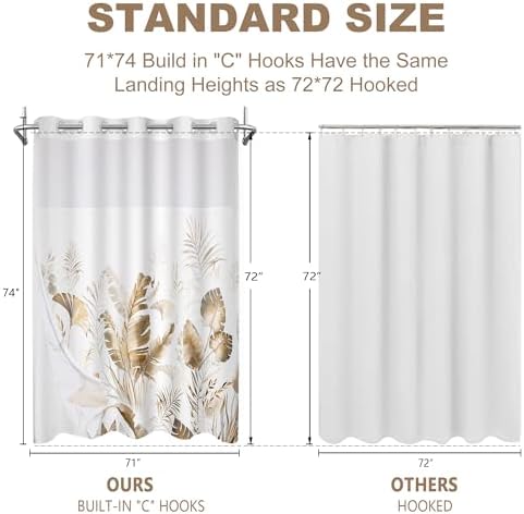 Boho Tropical Shower Curtain Set with Liner Brown Tan 71x74