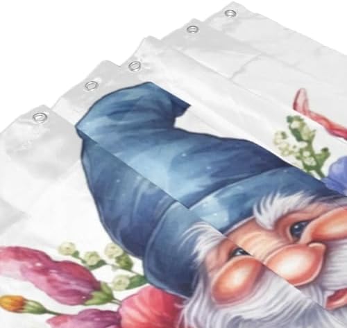 Cute Gnome Shower Curtain Set with 12 Hooks 72x72in 1