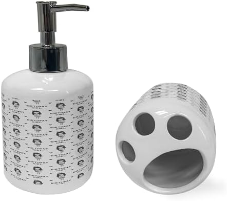 Ambesonne Birthday Soap Dispenser Toothbrush Holder Set Scandinavian Style 2 Pcs
