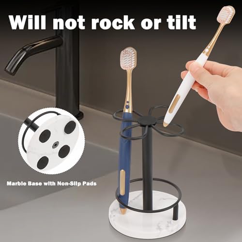 HarJue Matte Black Toothbrush Holder with Marble Base 1