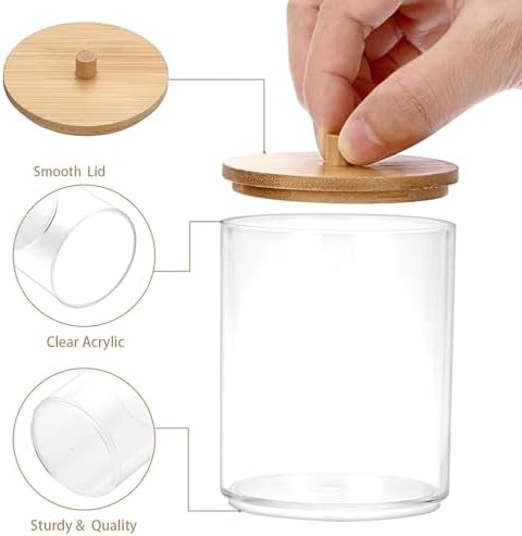Hipiwe 2-Pack Acrylic Q-Tip Holder with Lid