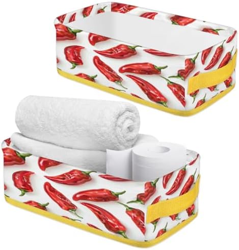 Tablerazzi Chilli Pepper Toilet Tank Topper Paper Basket with Handle