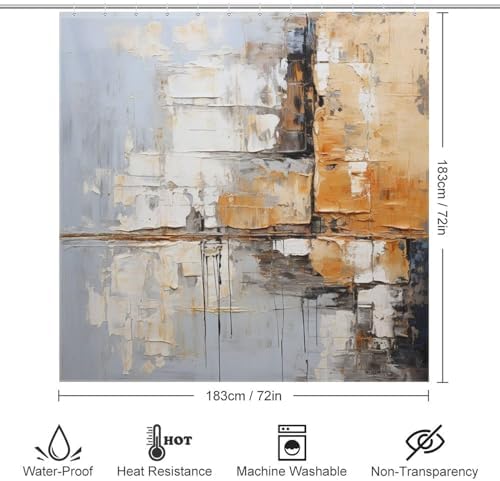 TIYAANDSY Abstract Oil Painting Shower Curtain Set