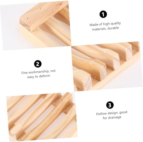 Luxshiny 2pcs Bamboo Soap Rack Draining Tray Wooden Holder