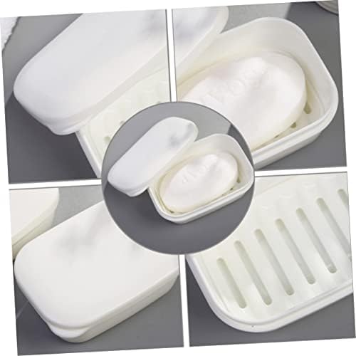Set of 2 White Soap Dishes with Drain Rack