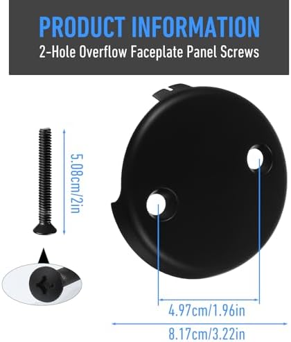 YBEATY Black Two Hole Tub Overflow Cover