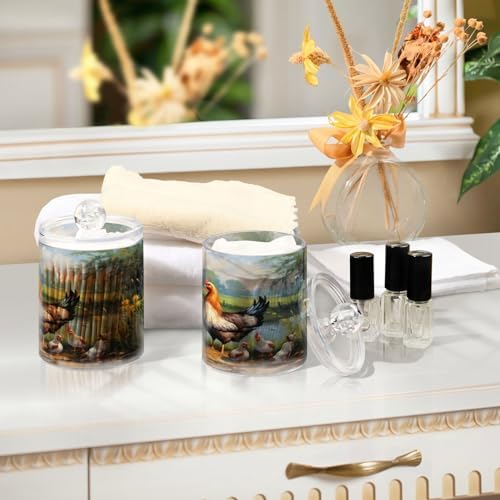 YETTASBIN Rooster Clear Plastic Storage Jars 2 Pack