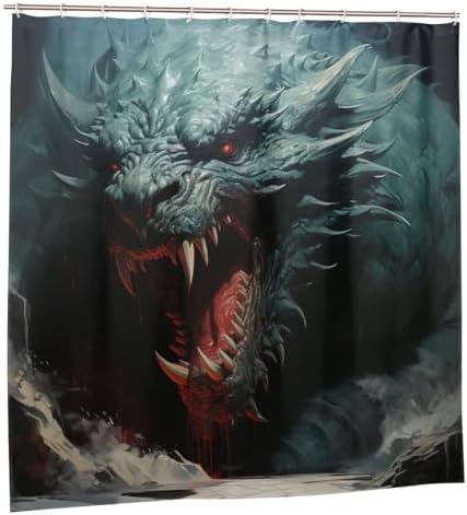Roaring Dragon Shower Curtain Set with 12 Hooks 72x72in