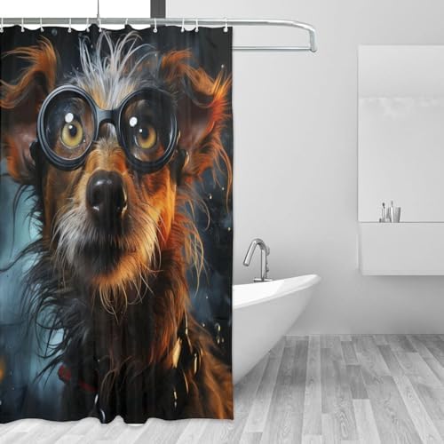 Cute Hippie Boho Dog Shower Curtain Set