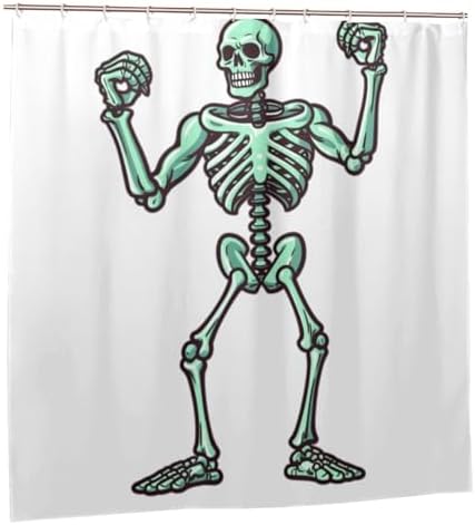 Battle Skeleton Waterproof Shower Curtain Set with 12 Hooks 72x72in