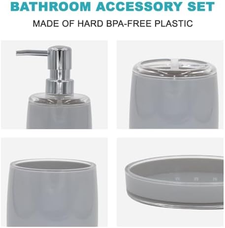Liuonnam 5-Piece Bathroom Accessories Set with Gray Finish