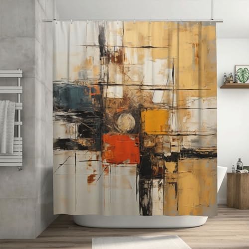 TIYAANDSY Boho Abstract Shower Curtain Set
