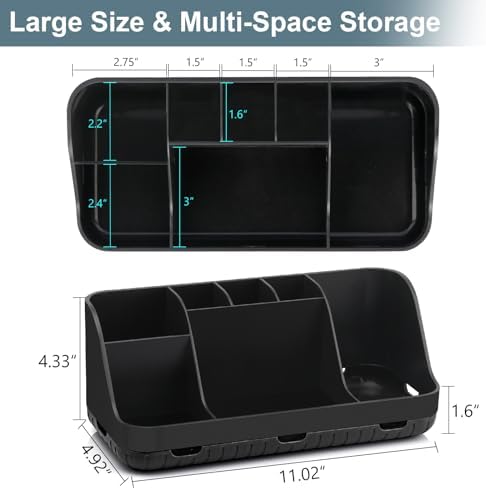 Black Toothbrush Holder with 7 Slots and Drainage