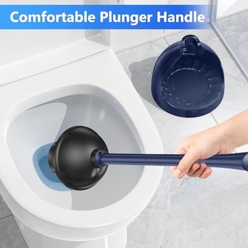Heavy Duty Toilet Plunger with Holder - 195 Inch