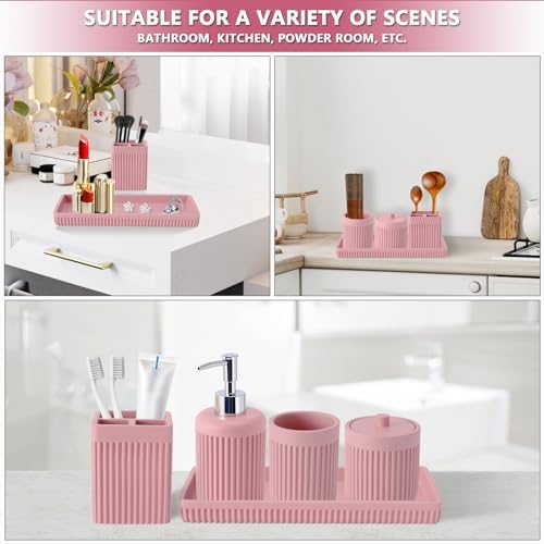 XLHOMO Resin Pink Bathroom Accessory Set 5 Pcs
