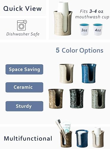 YHOJOY Speckled White Ceramic Cup Dispenser 3 Oz
