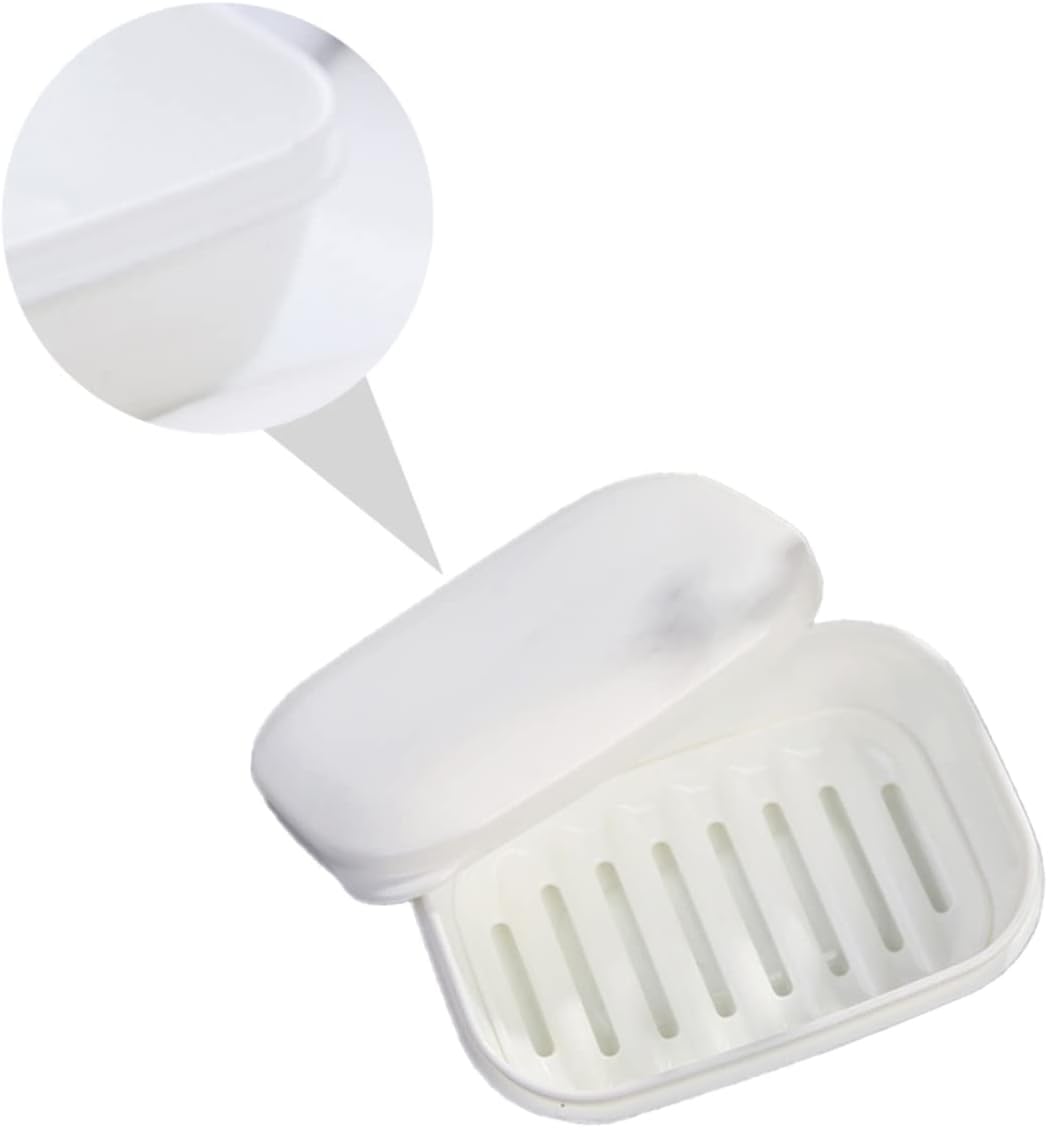 LIFKOME 2pcs Soap Dish Storage Container with Draining Rack and Sealed Lid