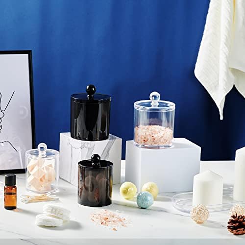 SheeChung Q-tip Holder Set with Tray - 4PCS Acrylic Canister Jars