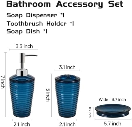 MiraFure 3-Piece Blue Bathroom Decor Set 1