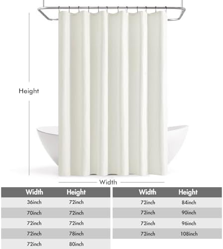 ANRODUO White Extra Long Shower Curtain Set
