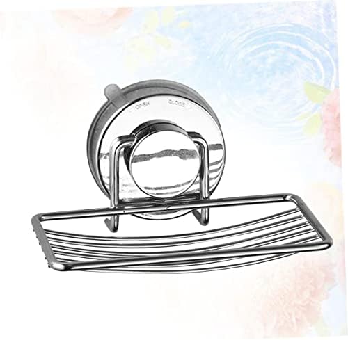 ABOOFAN Silver Soap Dish with Suction Cup Drain Rack