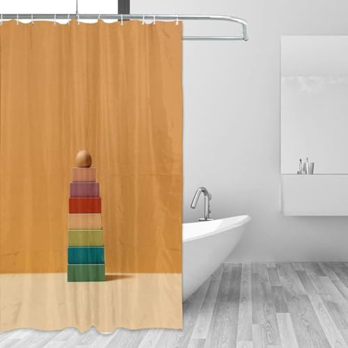 Boho Style Shower Curtain Set with 12 Hooks