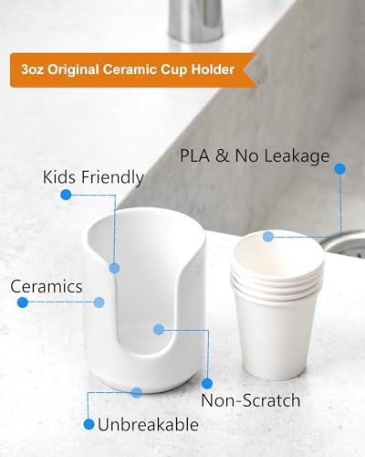 Viosuniu 3 oz Ceramic Cup Dispenser with 5 PLA Cups White