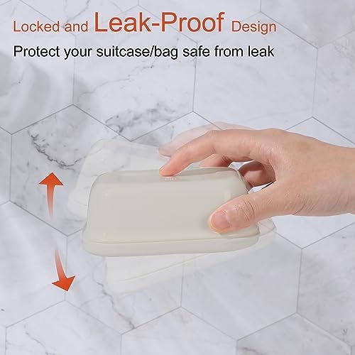 Quatish Leakproof Soap Dish with Lid and Draining Layer 1