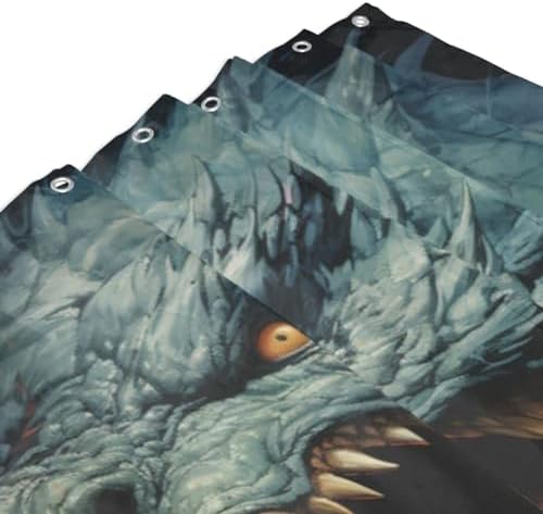 Roaring Dragon Waterproof Shower Curtain Set 72x72in with 12 Hooks