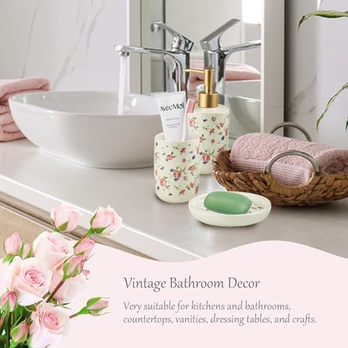 WREWING Rose White Ceramic Bathroom Accessory Set 3PCS