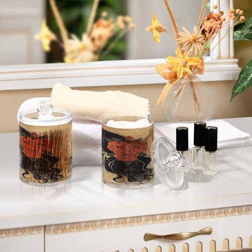 YETTASBIN Clear Apothecary Jars 2 Pack - 14 oz Cotton Swab Holder