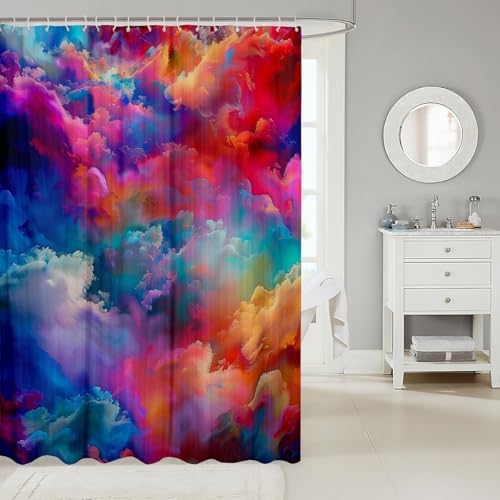 Rainbow Tie Dye Shower Curtain 72x72 for Kids and Adults