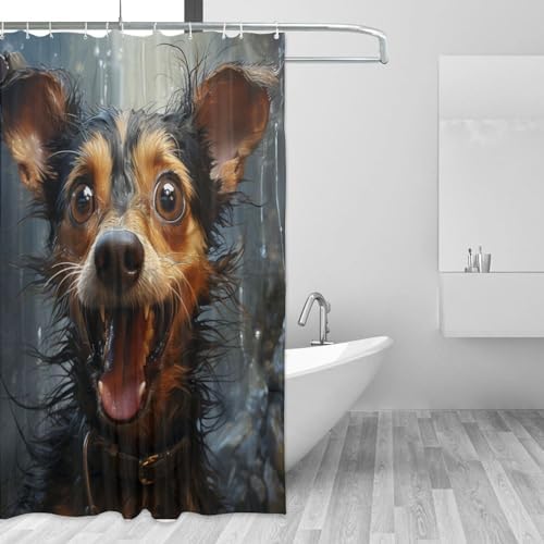 TIYAANDSY Smile Dog Shower Curtain Set 72x72in Waterproof
