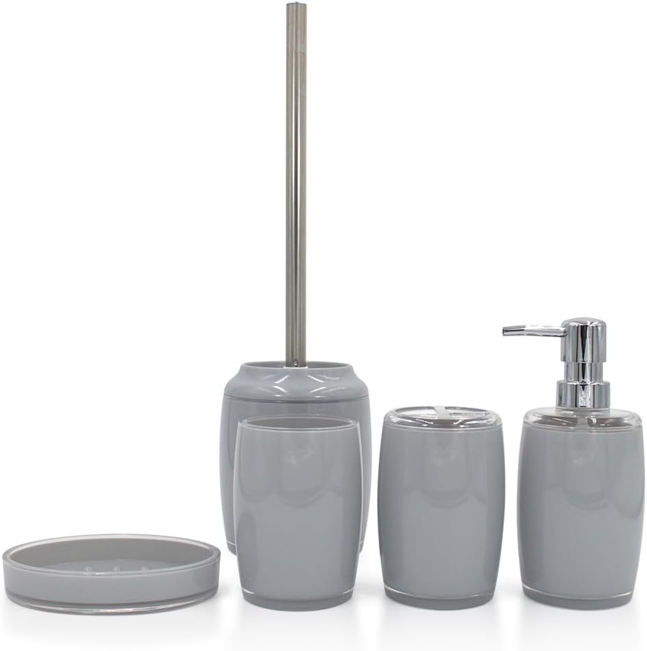 Liuonnam 5-Piece Bathroom Accessories Set with Gray Finish