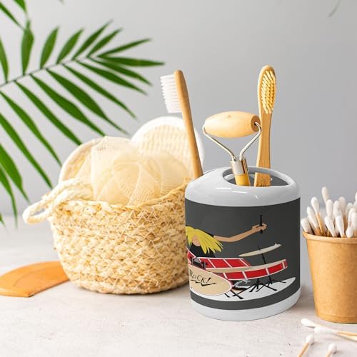 Ambesonne Drums Soap Dispenser and Toothbrush Holder Set
