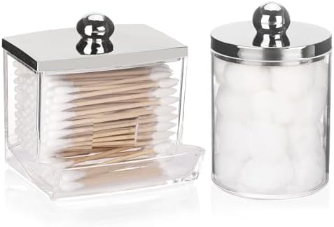 Tbestmax 2 Pack Qtip Holder - Durable Storage Canisters