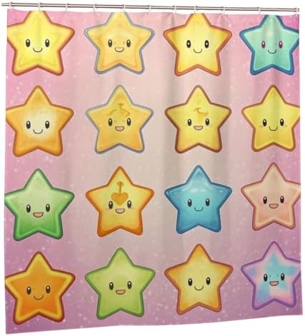 Colorful Cute Cartoon Stars Shower Curtain Set