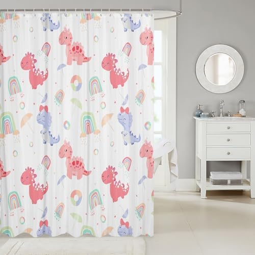 Erosebridal Dinosaur Cartoon Shower Curtain Set with 15 Hooks