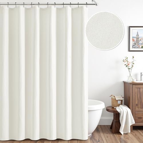 ANRODUO White Extra Long Shower Curtain Set