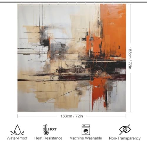 Abstract Oil Painting Shower Curtain Set with 12 Hooks 72x72in