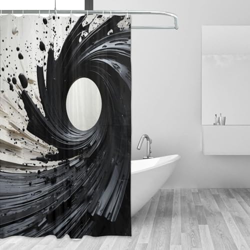 Abstract Oil Painting Shower Curtain Set 72x72in Waterproof Luxury Fabric with 12 Hooks