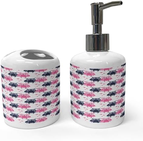 Ambesonne Owl Soap Dispenser Toothbrush Holder Set 1