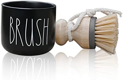 CHONIC Bamboo Dish Brush with Ceramic Holder