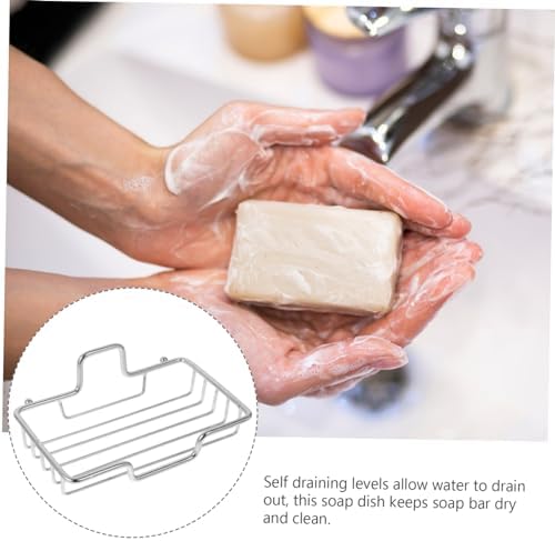 RORPOIR Wall Mounted Soap Holder No Drilling Stainless Steel Drainable Dish