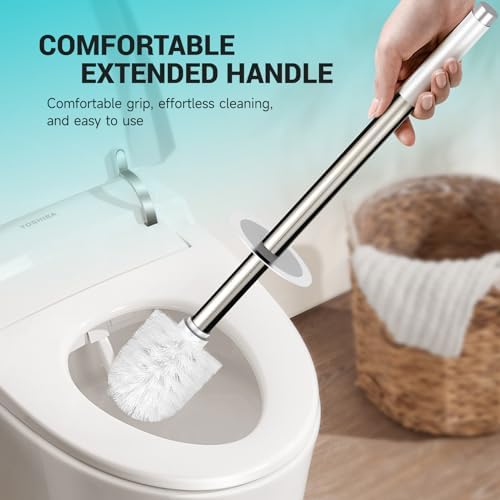 Compact Toilet Brush with Holder and Drip-Proof Design