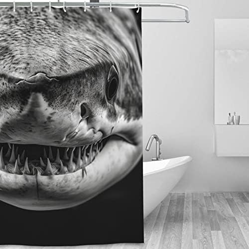 TIYAANDSY Shark Shower Curtain Set 72x72in Waterproof