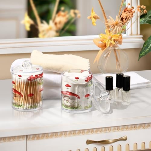 YETTASBIN Mushroom Clear Plastic Storage Jars 2 Pack
