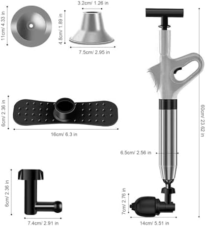 Mumusuki Toilet Plunger with Pressure Indicator and 4 Interchangeable Heads